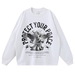 Streetwear-Style Print Long Sleeve Tee