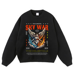 Streetwear-Style Print Crewneck Sweatshirts