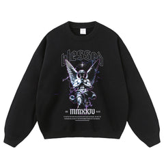Streetwear-Style Print Crewneck Sweatshirts