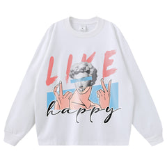 Streetwear-Style Print Long Sleeve Tee