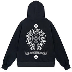 Letter Cross Pattern Hoodie #W12