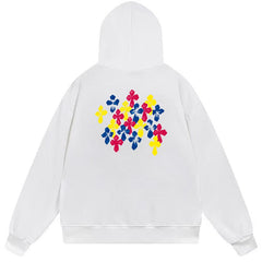 Letter Cross Pattern Hoodie #B05