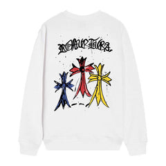 Letter Cross Pattern Sweatshirt #D42