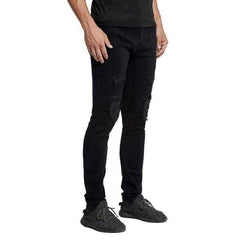 Socool Slim jeans with rips in light wash blue/black