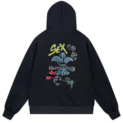Letter Cross Pattern Hoodie #B39