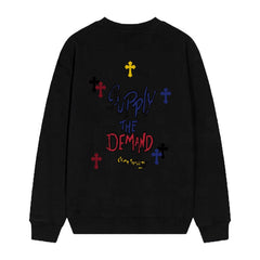 Letter Cross Pattern Sweatshirt #D35