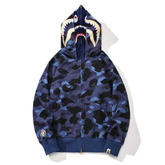 camo double shark full zip hoodie