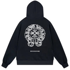Letter Cross Pattern Hoodie #W08