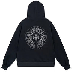 Letter Cross Pattern Hoodie #W26