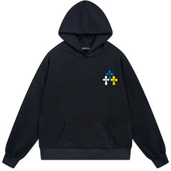 Letter Cross Pattern Hoodie #B05
