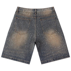 Rhinestone Denim Shorts #8703