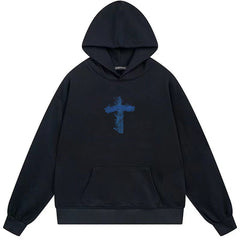 Letter Cross Pattern Hoodie #W11