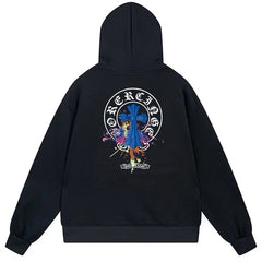 Letter Cross Pattern Hoodie #B51