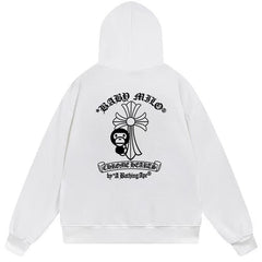 Letter Cross Pattern Hoodie #B12