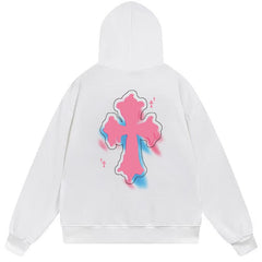 Letter Cross Pattern Hoodie #B106
