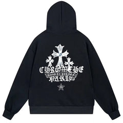 Letter Cross Pattern Hoodie #W09